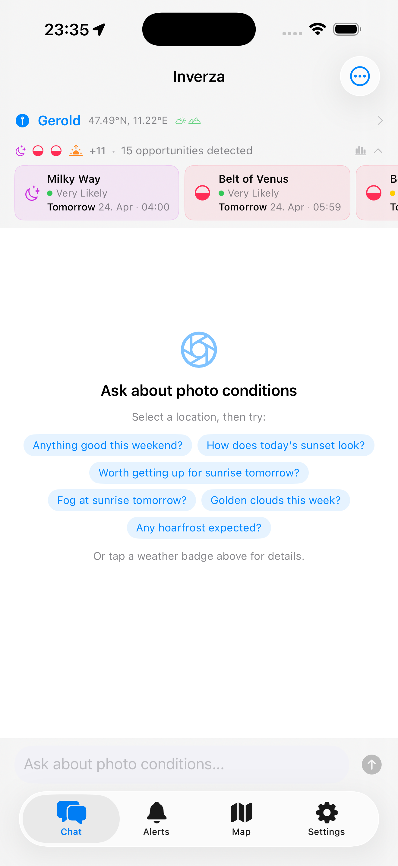 Condition badges for Ground Fog and Dramatic Storm Clouds