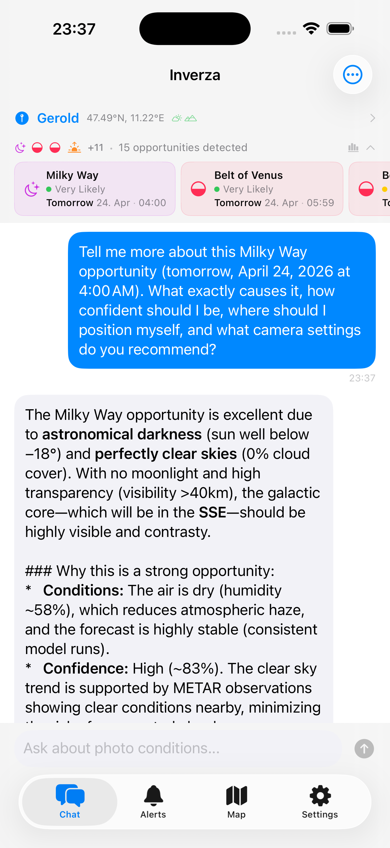 Natural language AI photography chat