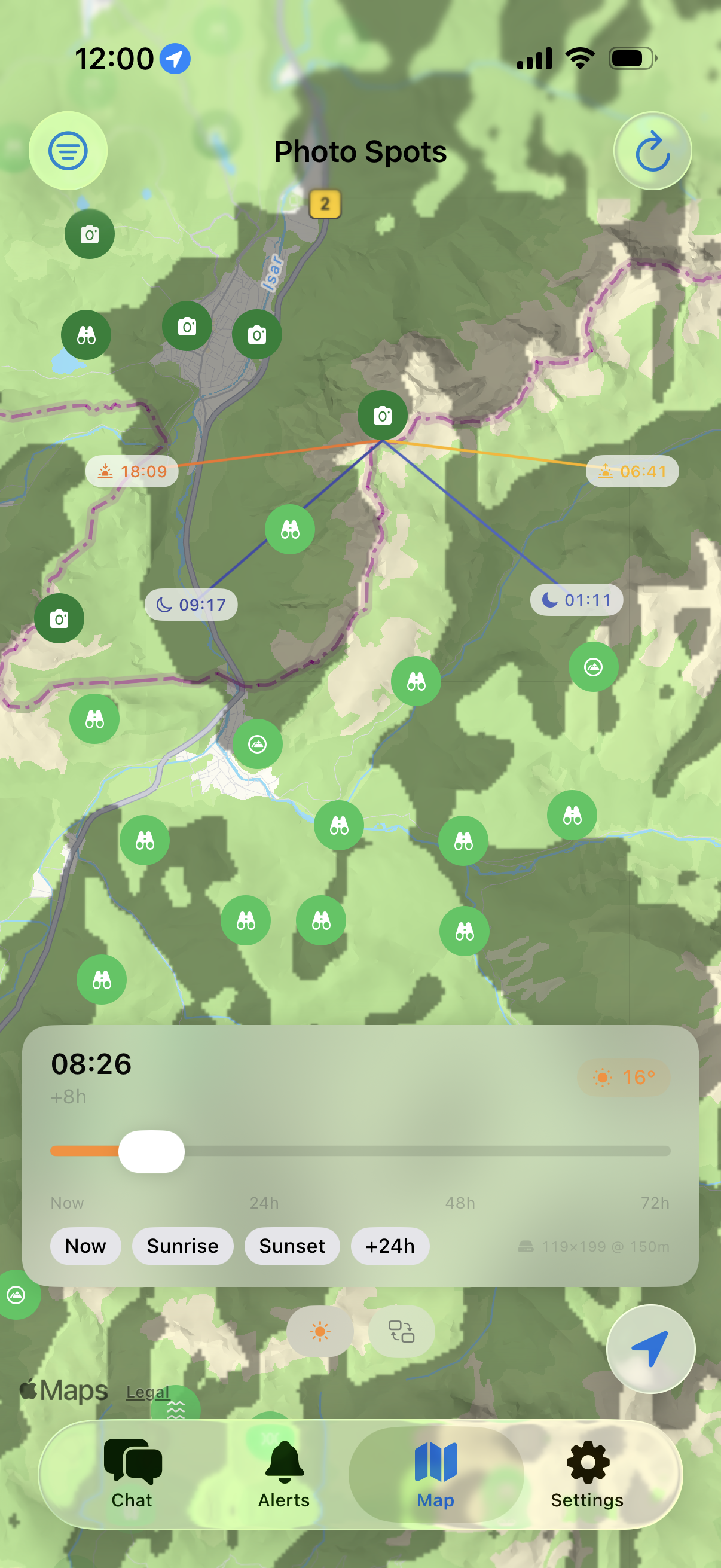 Terrain shadow map overlay showing mountain shadows